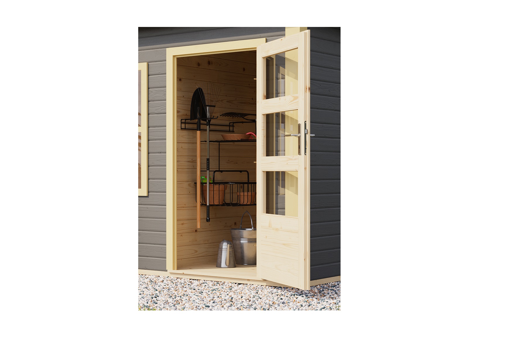 Einflügeltür Gartenhaustür 28/38mm elfenbeinweiß / Lagerabverkauf