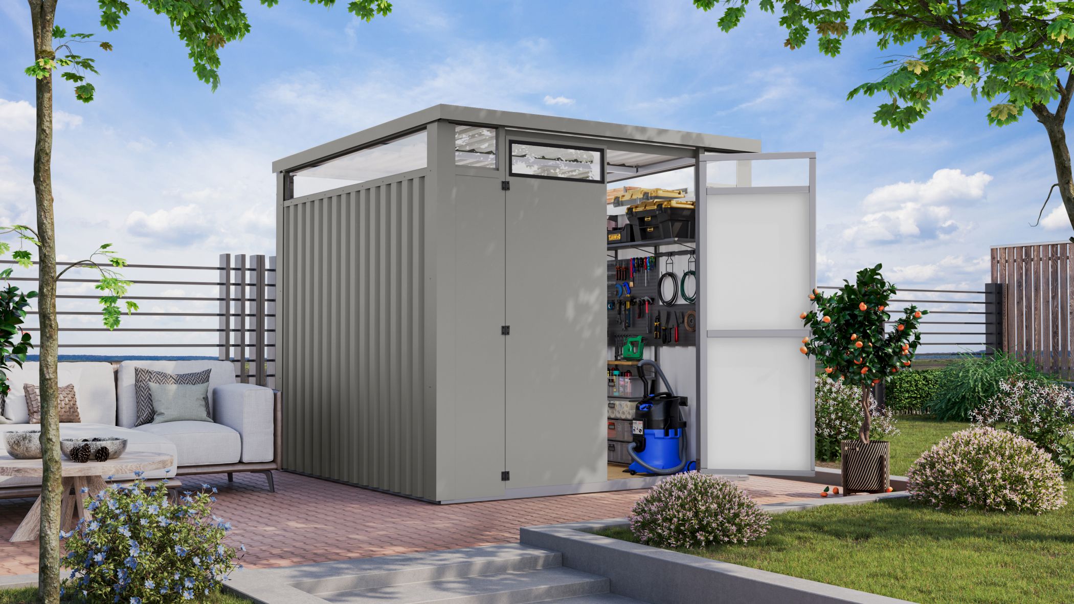 Metallhaus Østen 2 graualuminium / Lagerabverkauf