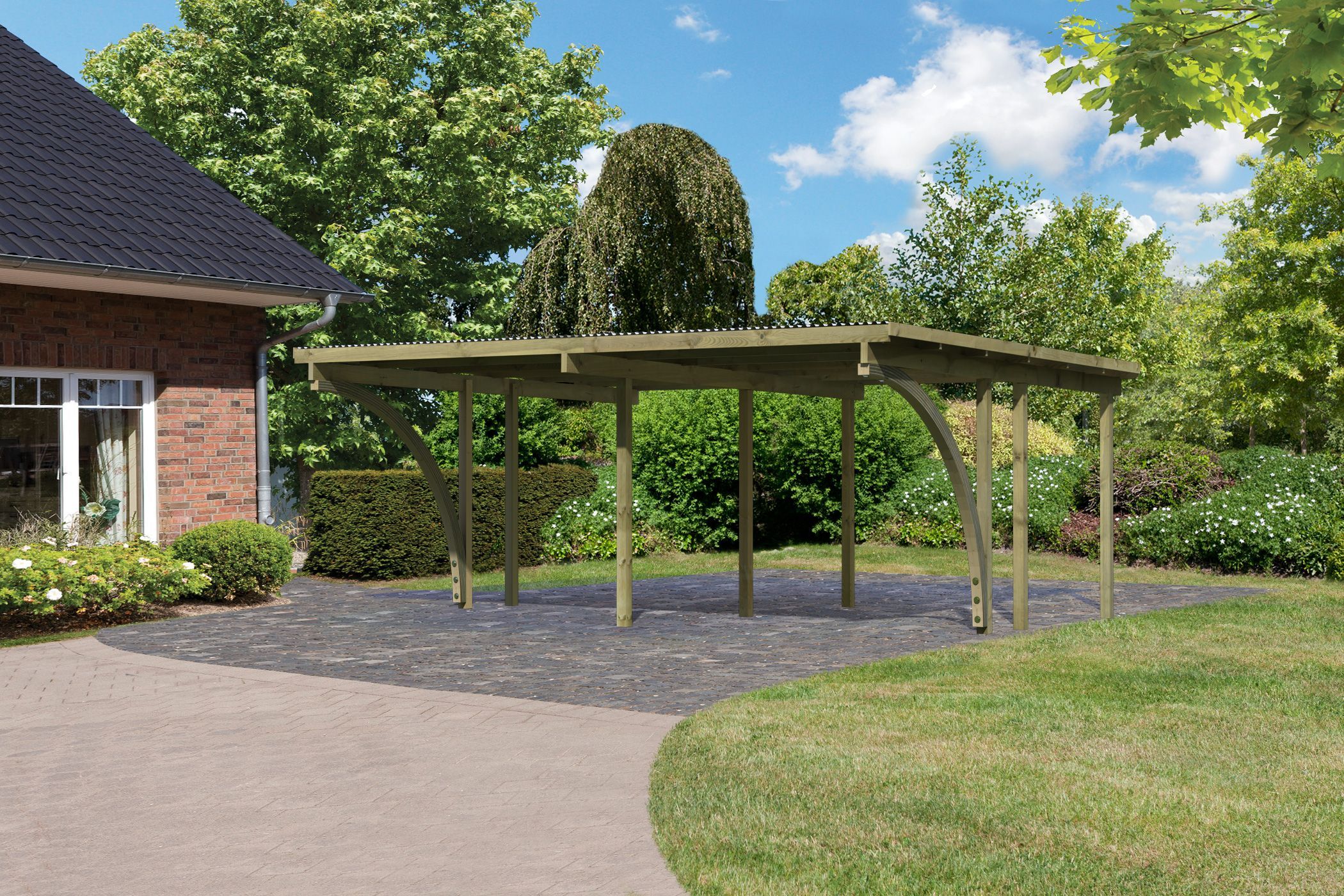 Veranda, Terrasse, Hinterhof, Gras, Pergola