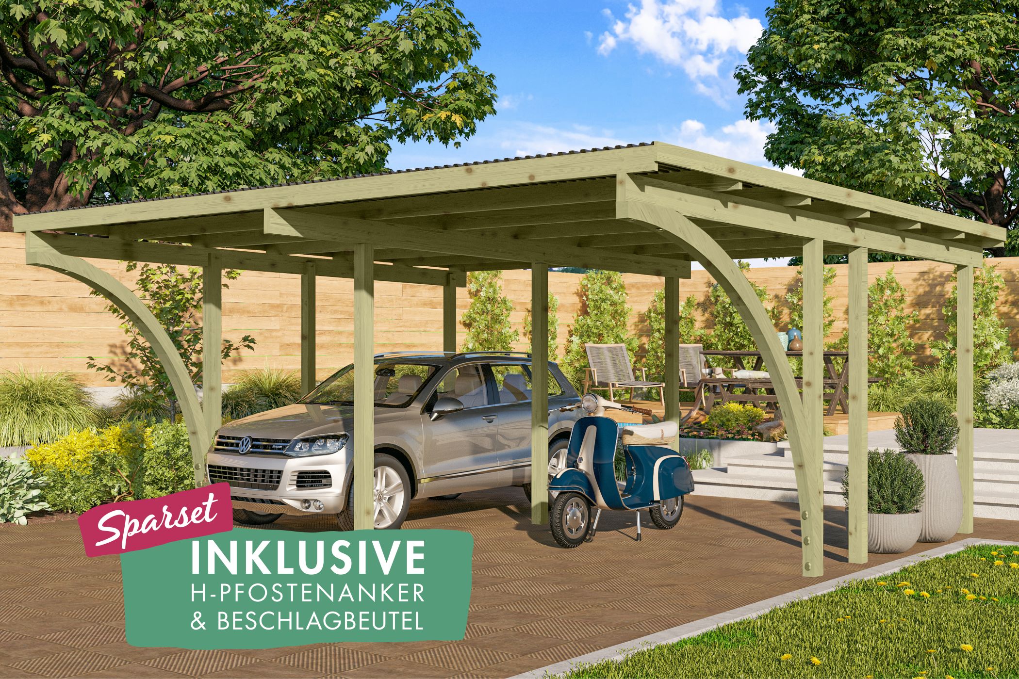 Doppelcarport BASIC 1 Set / Lagerabverkauf