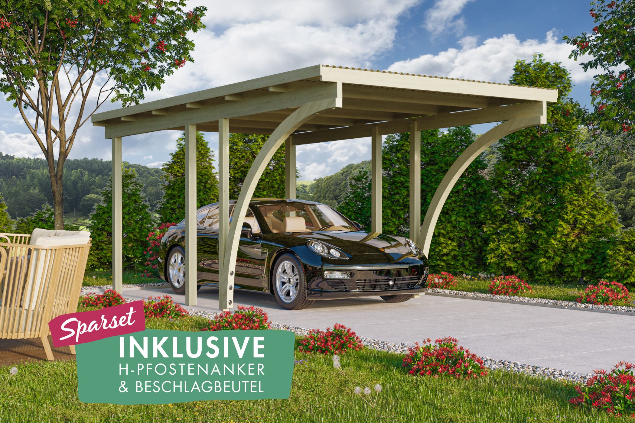 Einzelcarport BASIC 1 Set / Lagerabverkauf