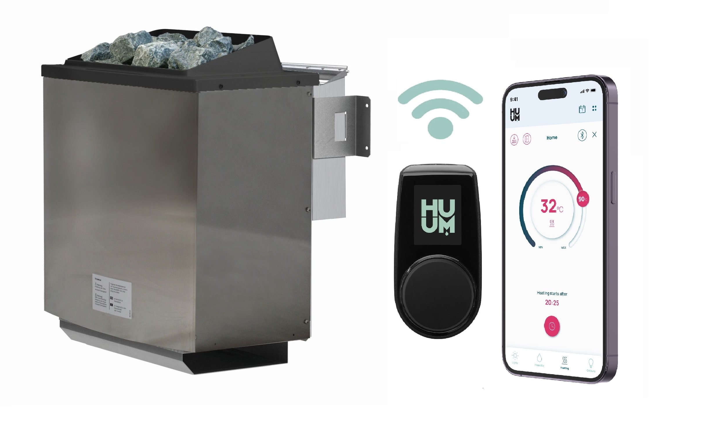 Sparset Bio-Kombiofen 9 kW + Steuergerät HUUM "UKU WIFI" mit App Steuerung