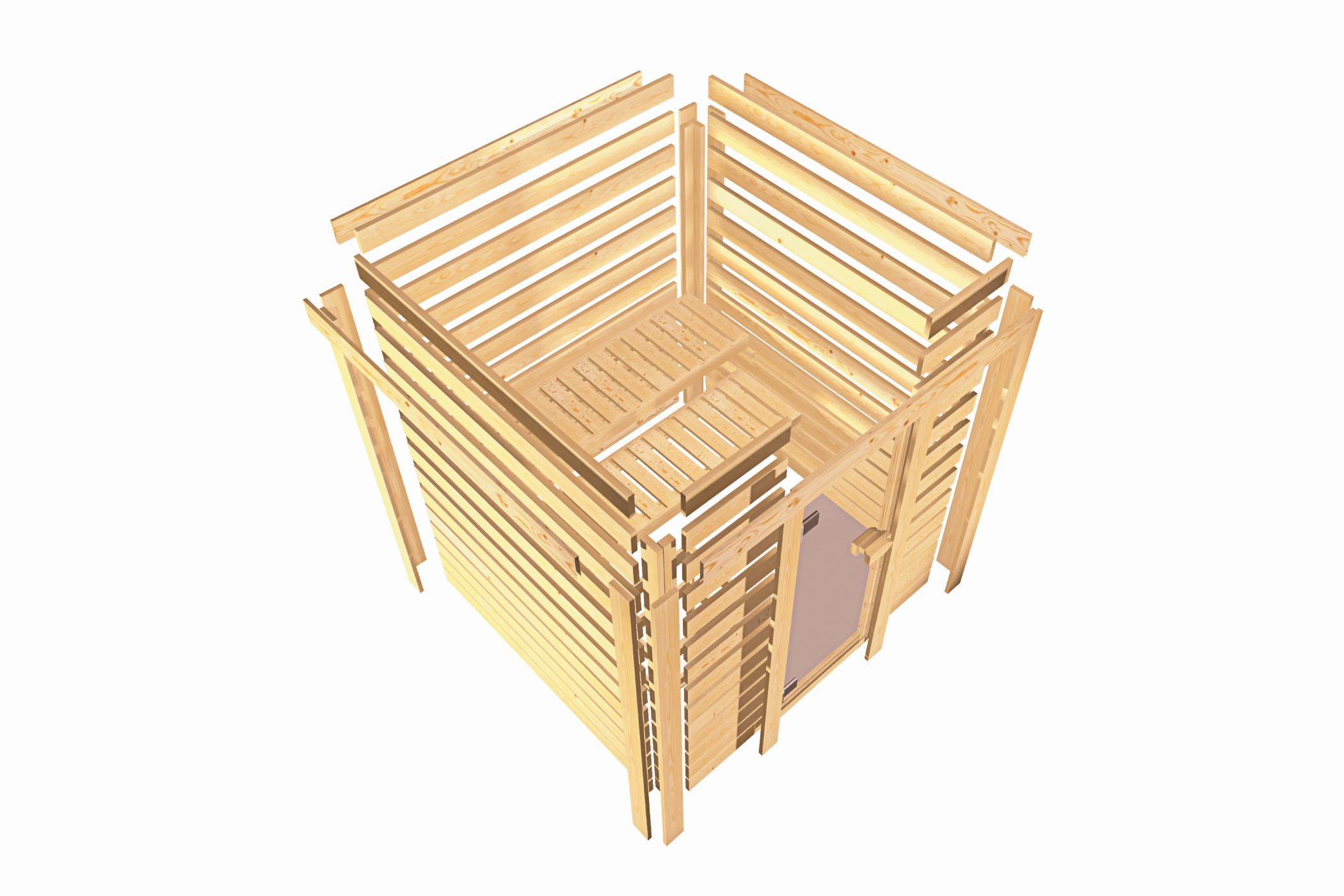 Produkt- und Ausstattungsdetail der Karibu Sauna Valida 1 Eckeinstieg aus dem Sortiment von Karibu