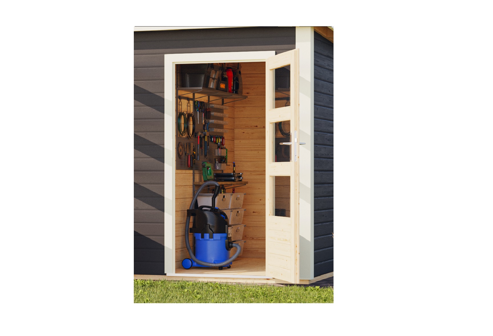 Einflügeltür Gartenhaustür 28/38mm elfenbeinweiß / Lagerabverkauf