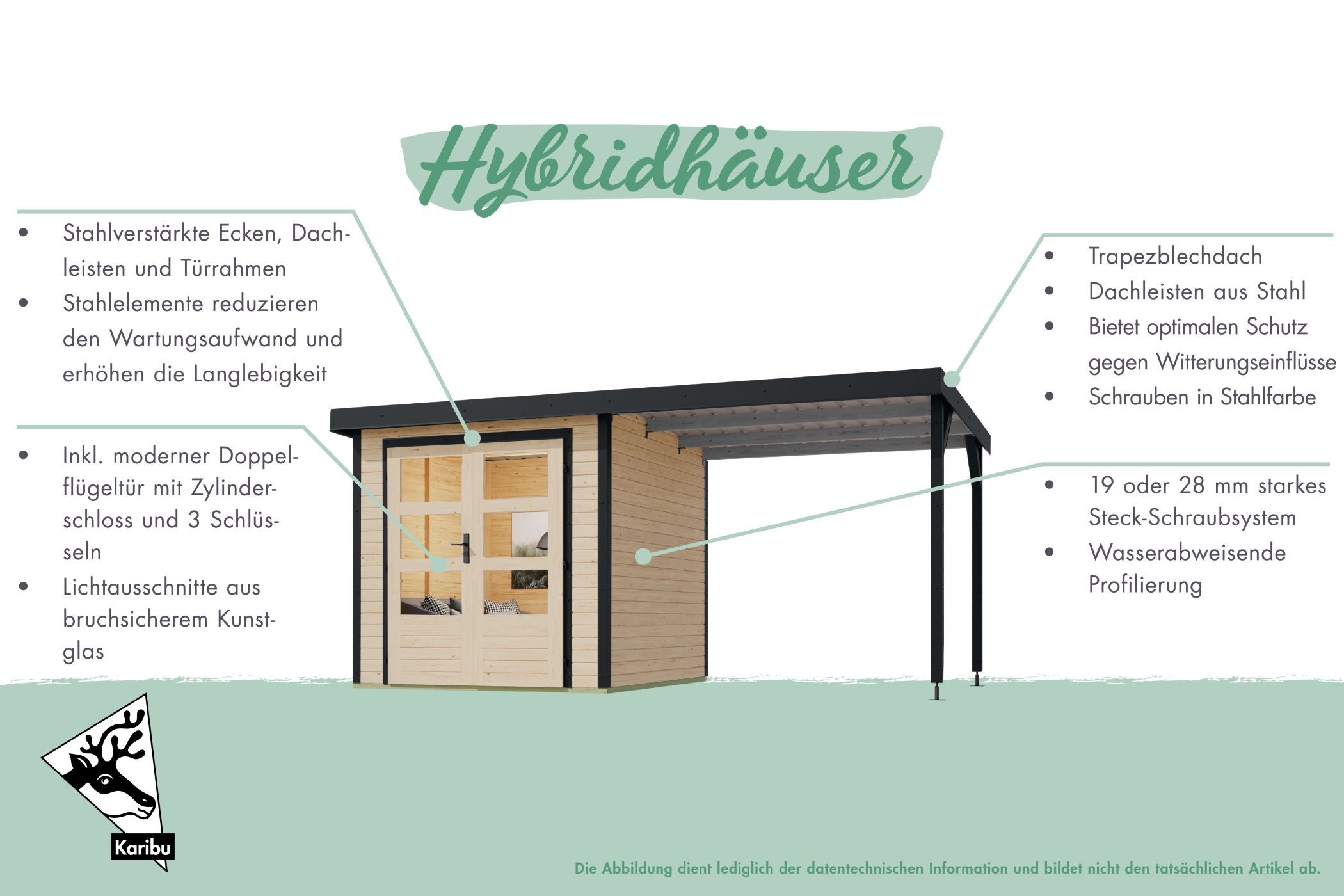 Gartenhaus Holz & Metall Jupiter 3,5
