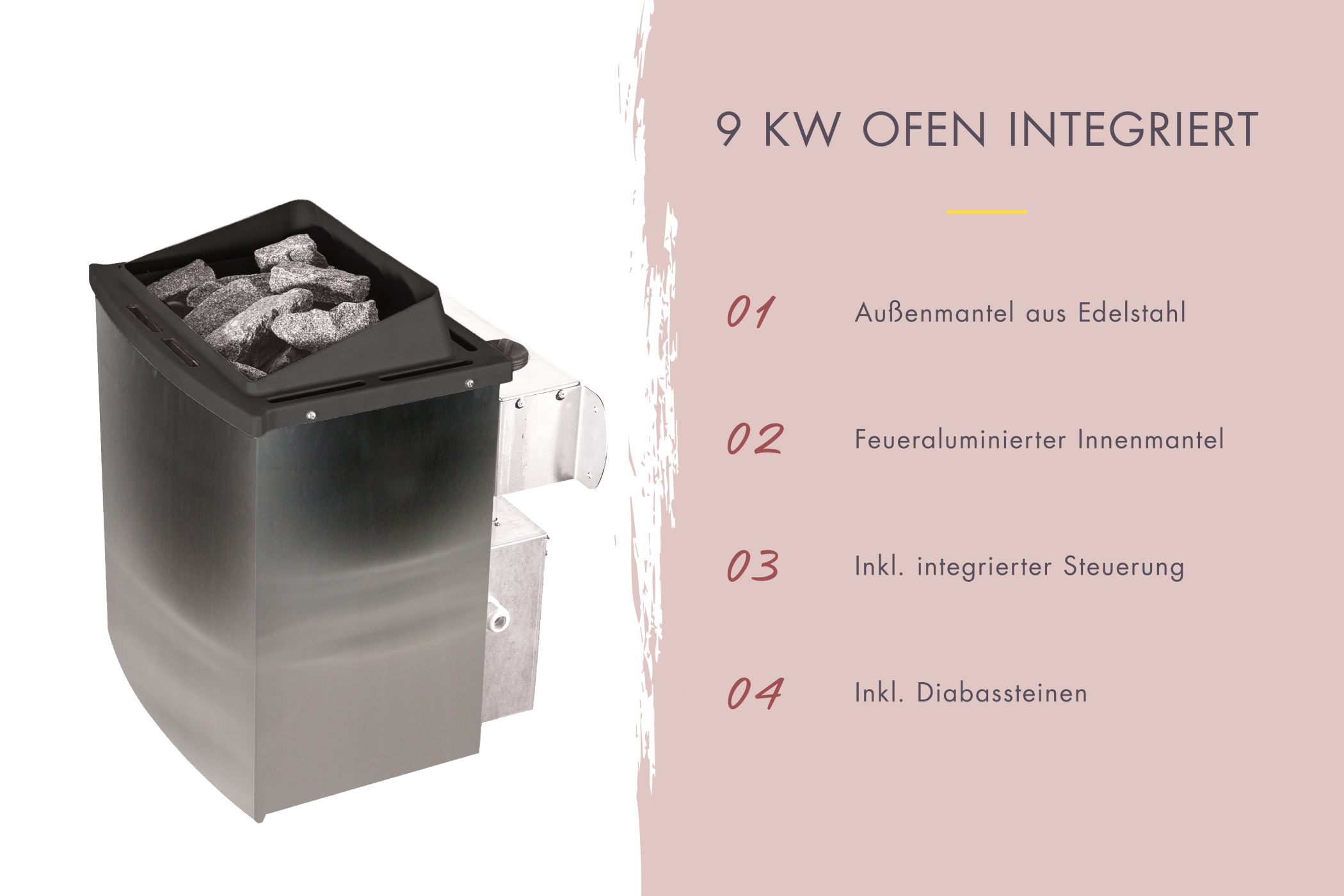9 kW Saunaofen Finnisch integrierte Steuerung