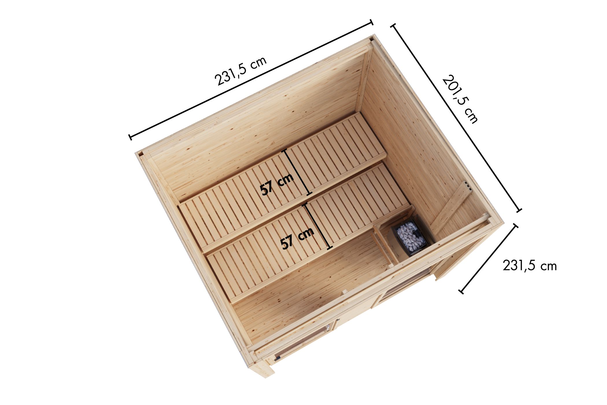 Holzsauna, Sauna, Innenraum Sauna, Holzoberfläche, Großes Holzgehäuse