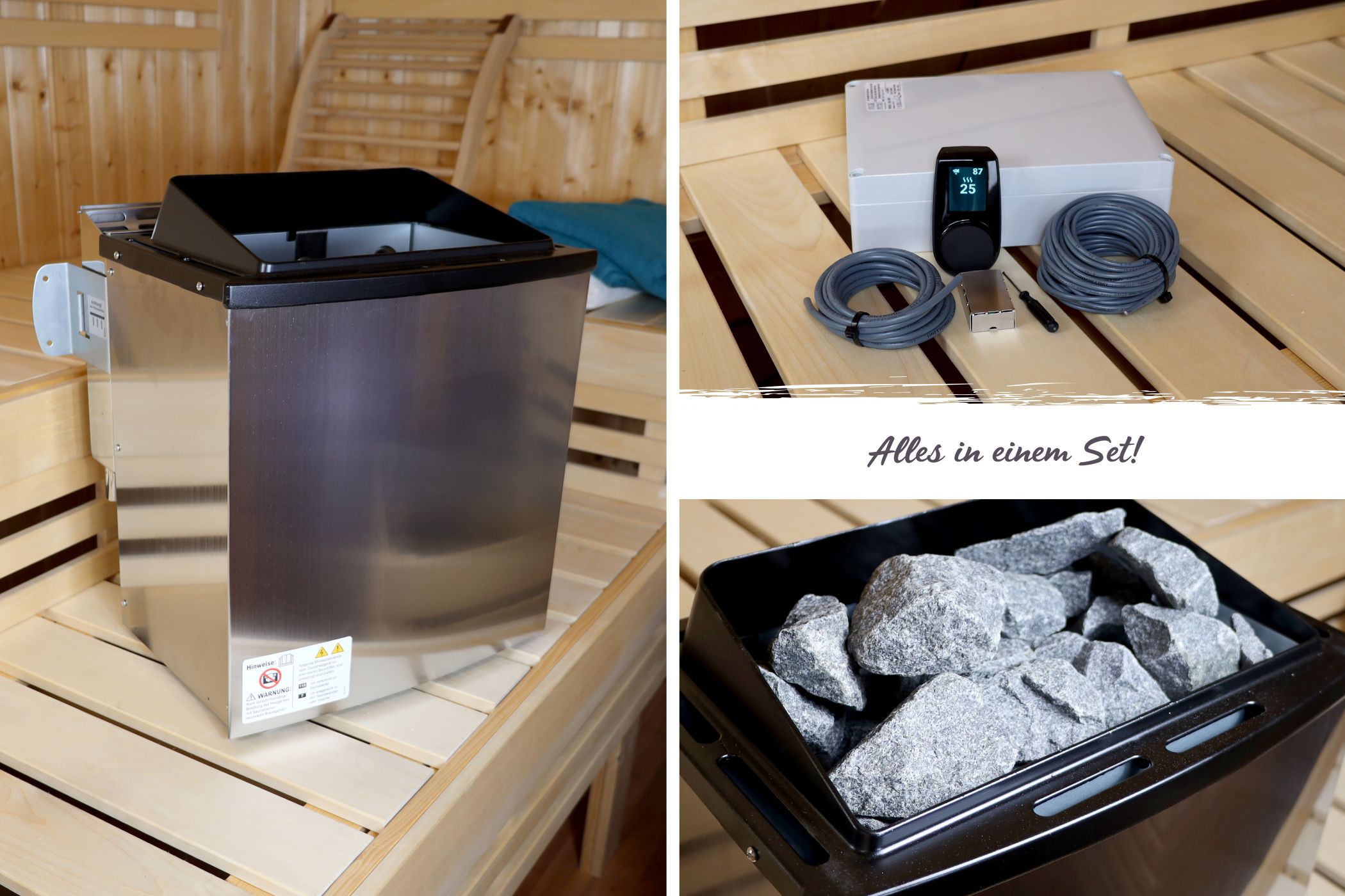 Sparset Bio-Kombiofen 11 kW + Steuergerät HUUM "UKU WIFI" mit App Steuerung
