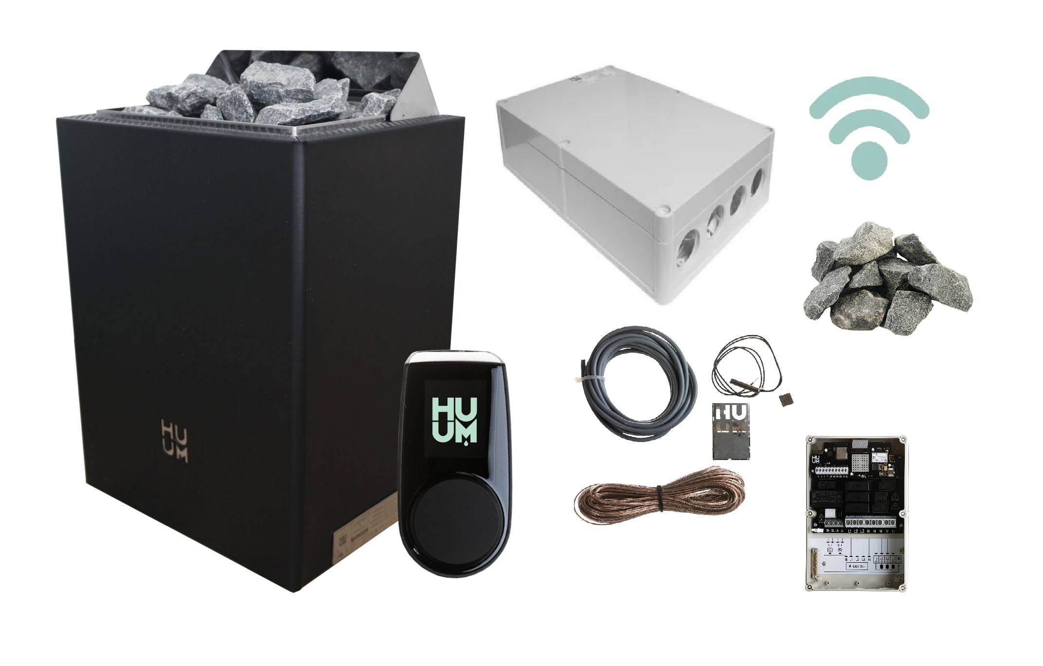 PREMIUM Saunaofen HUUM CORE Wall 9 kW finnisch + Steuergerät HUUM "UKU WIFI" mit App Steuerung